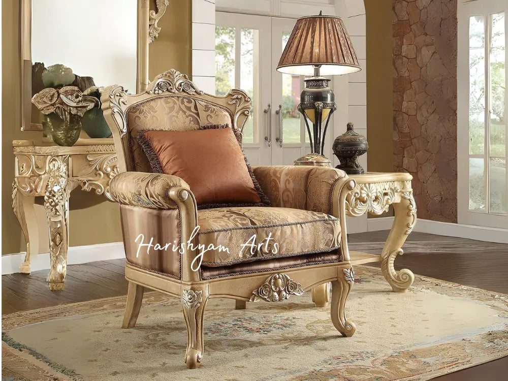 Antique Gold Luxury Chenille 4-Piece Sofa Set