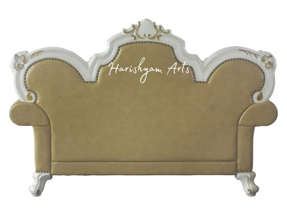 Antique Ivory Caramel Faux Leather Sofa Sets