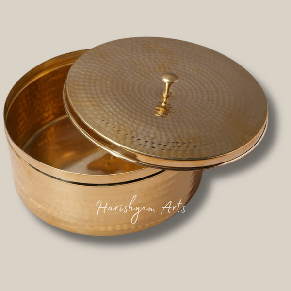 Antique Style Brass Masala Box with Multiple Spice Compartments