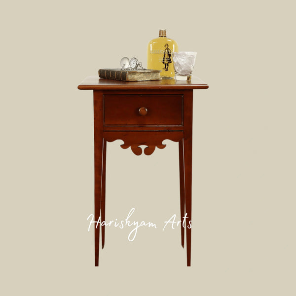 Antique Style Wooden Nightstand with Drawer