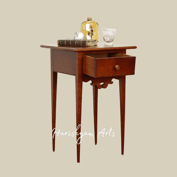 Antique Style Wooden Nightstand with Drawer