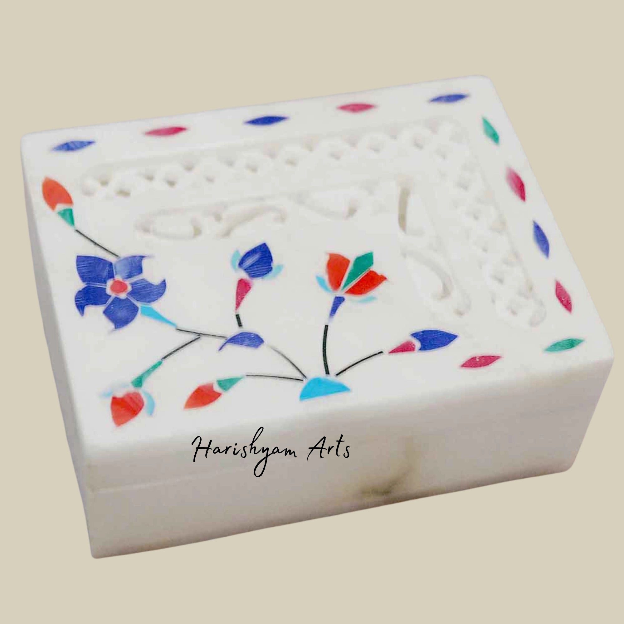 Antique Marble Jewelry Box with Handcrafted Inlay Work1