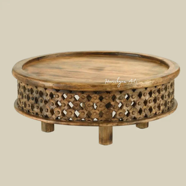 Artisan Carved Wood Coffee Table