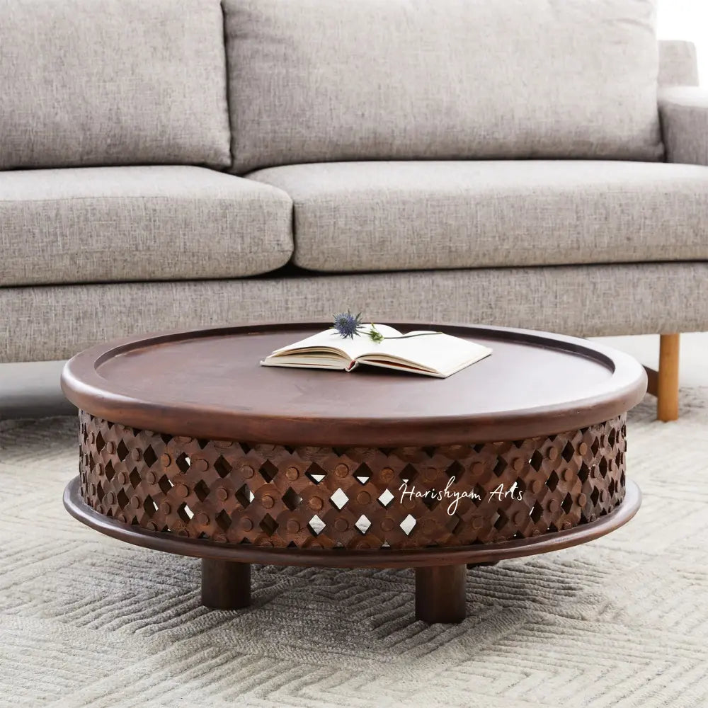 Artisan Carved Wood Coffee Table