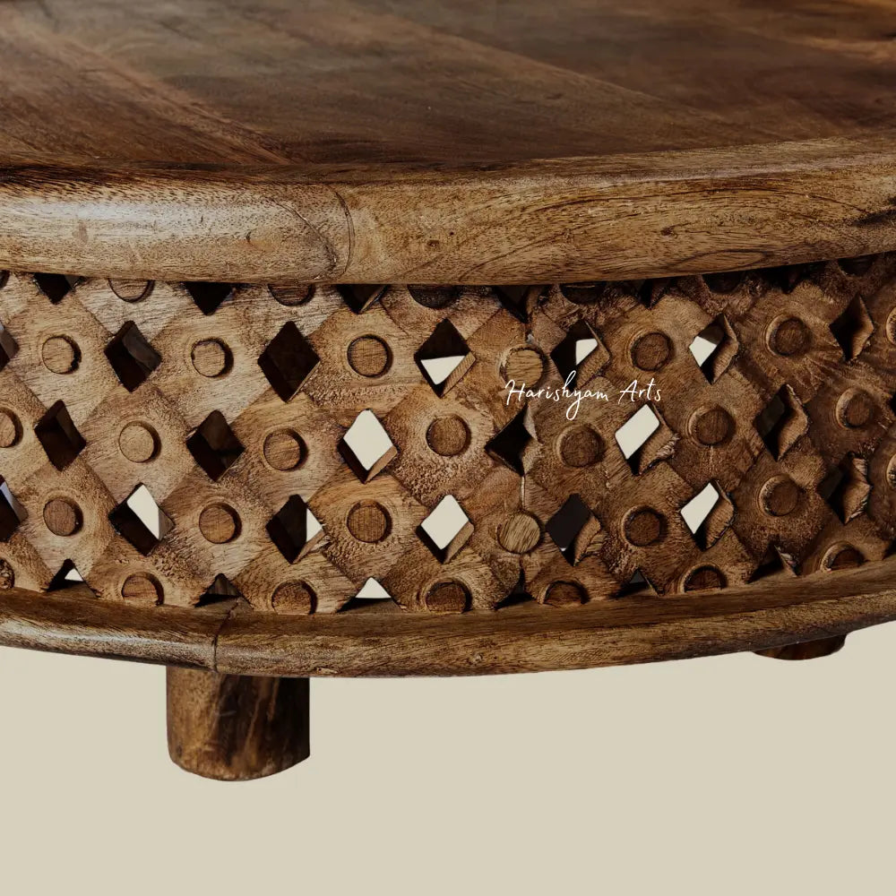 Artisan Carved Wood Coffee Table