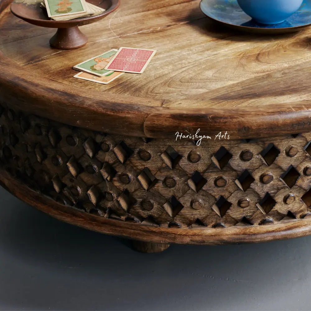 Artisan Carved Wood Coffee Table