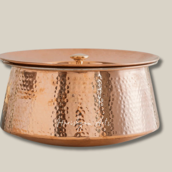 Artisan Crafted Pure Copper Handi with Lid and Food Safe Tin Lining