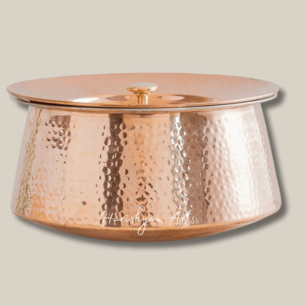 Artisan Crafted Pure Copper Handi with Lid and Food Safe Tin Lining