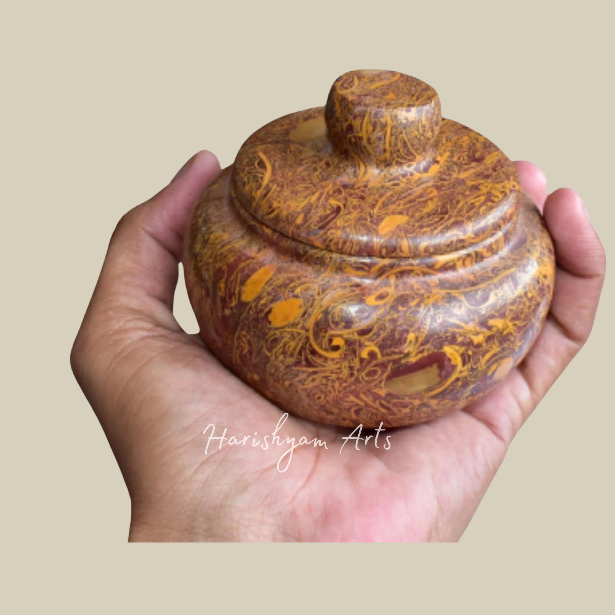 Authentic Habur Stone Cooking Vessel Barmer Bazaar Collection Traditional Kitchen Cookware 8cm Lidded Bowl