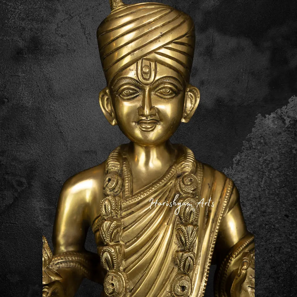 Swaminarayan and Gunatitanand Swami Brass Statue 29"