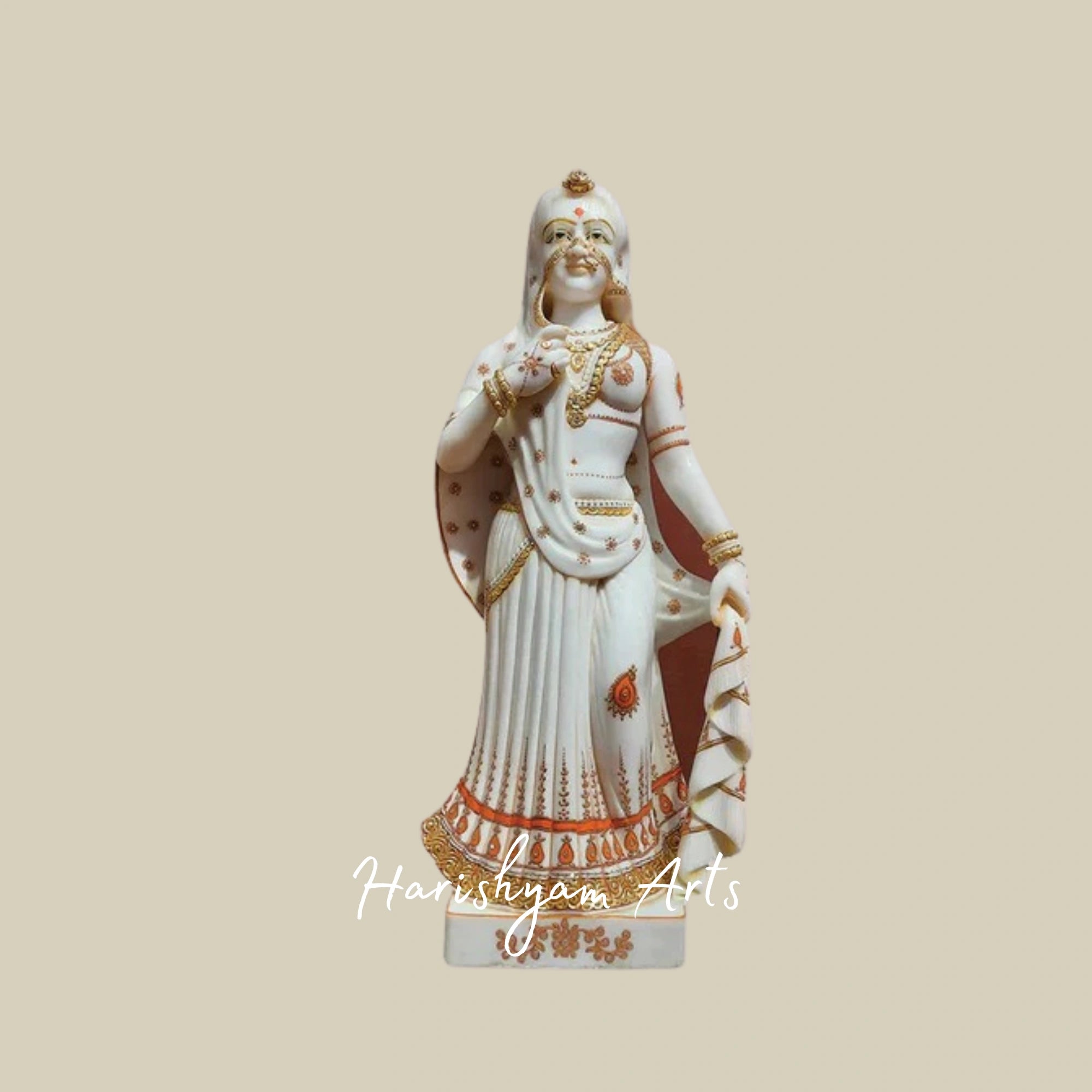 Bani Thani Standing Marble Statue Traditional Rajasthani Lady Art