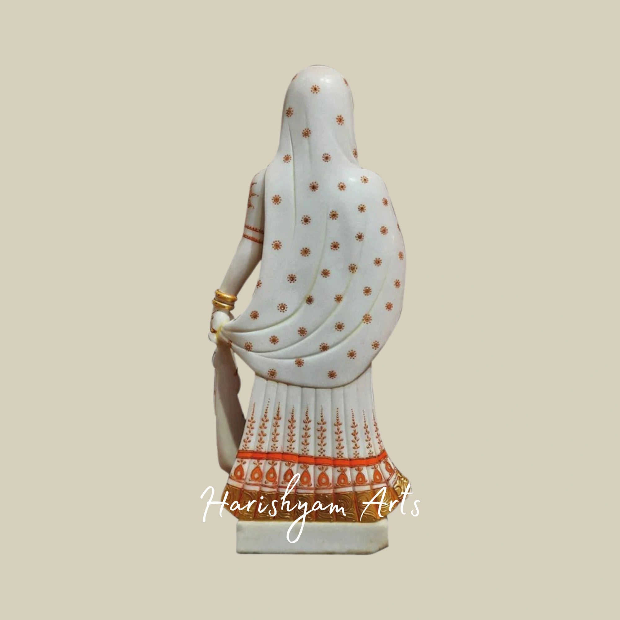 Bani Thani Standing Marble Statue Traditional Rajasthani Lady Art