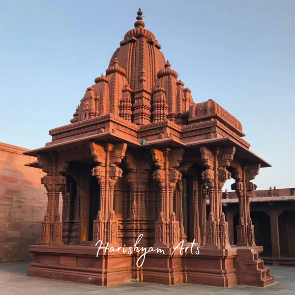 Beautiful Hand-Carved Sandstone Mandir for Home and Garden | Traditional Hindu Temple by Harishyam Arts Material: sand stone