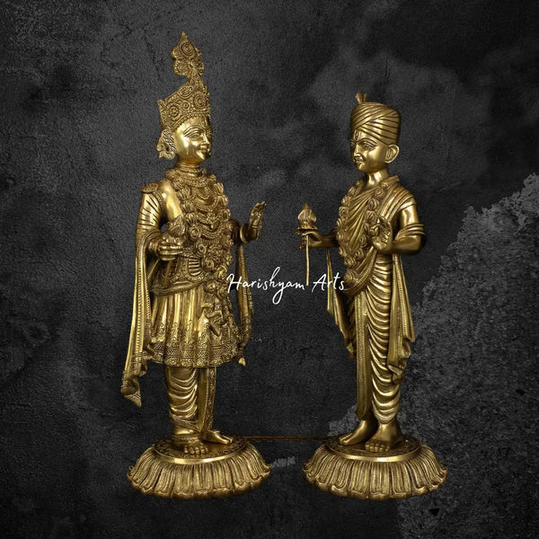 Swaminarayan and Gunatitanand Swami Brass Statue 29