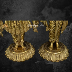 Swaminarayan and Gunatitanand Swami Brass Statue 29"