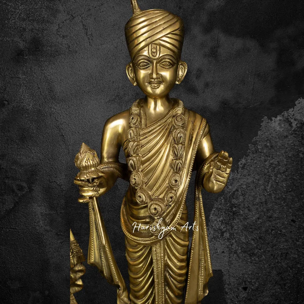 Swaminarayan and Gunatitanand Swami Brass Statue 29"