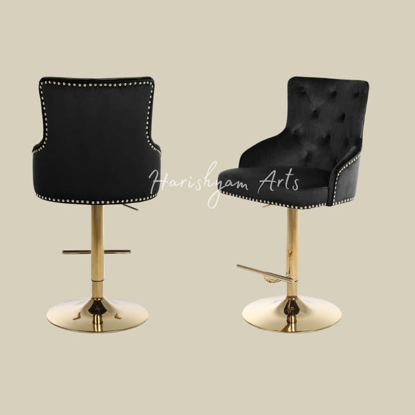 Black Velvet Bar Counter Chair Set of 2