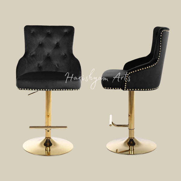 Black Velvet Bar Counter Chair Set of 2