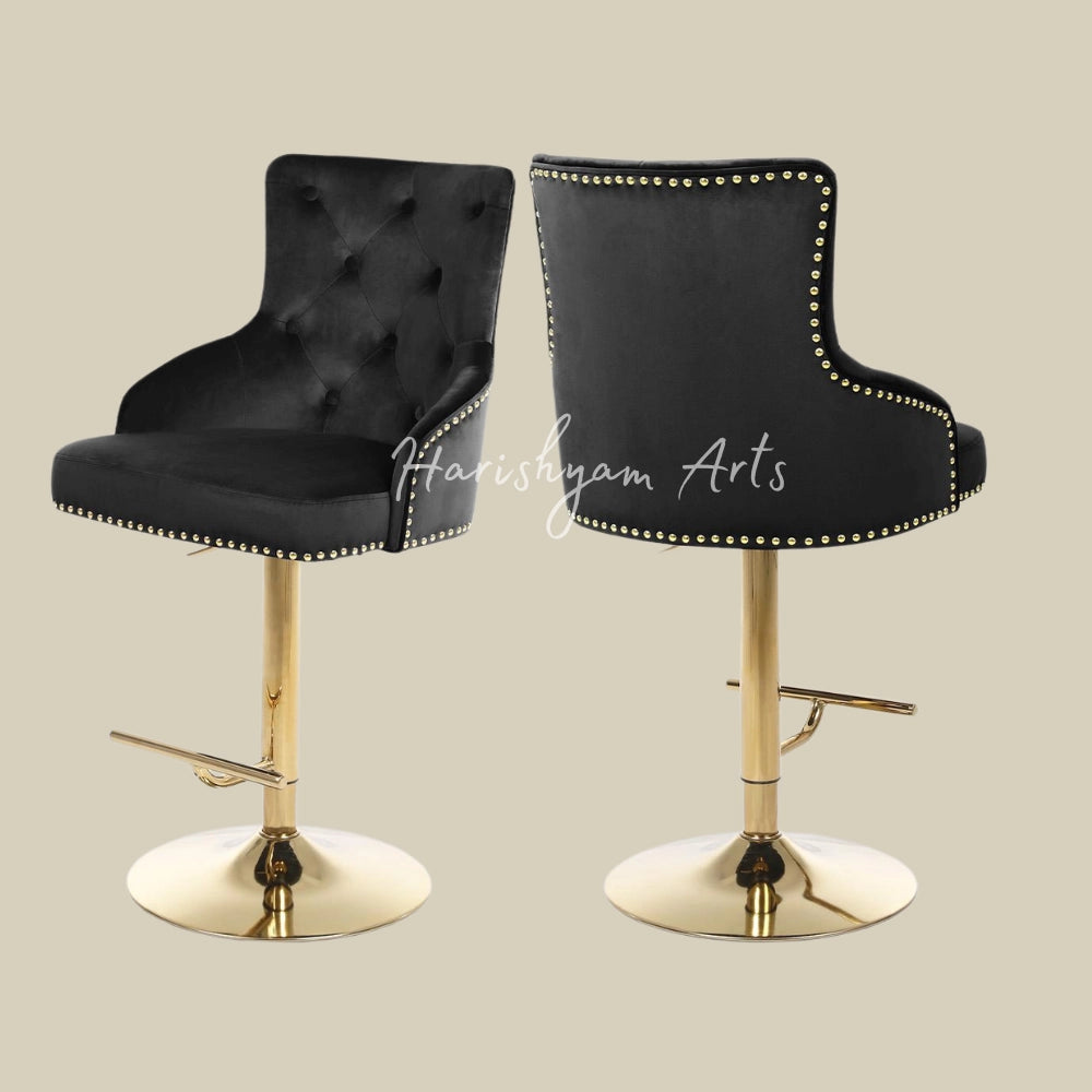 Black Velvet Bar Counter Chair Set of 2