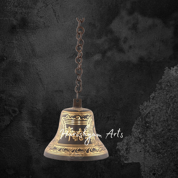 Brass Buddha Hanging Bell for Meditation and Spiritual Decor