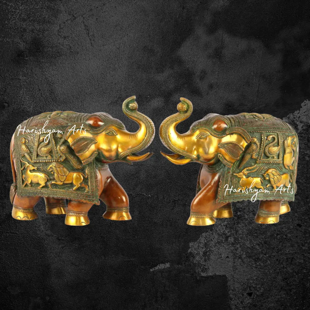 Brass Caparisoned Elephants (Pair)