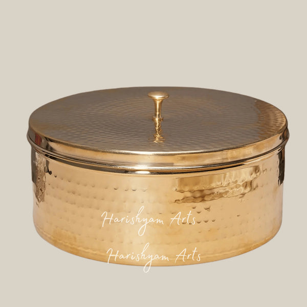 Brass Chapati Storage Box for Roti and Flatbread Keeping
