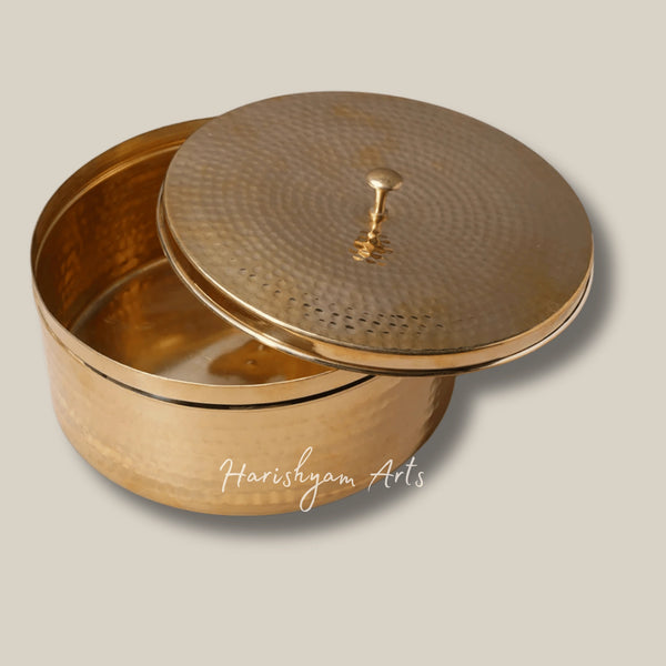 Brass Chapati Storage Box for Roti and Flatbread Keeping