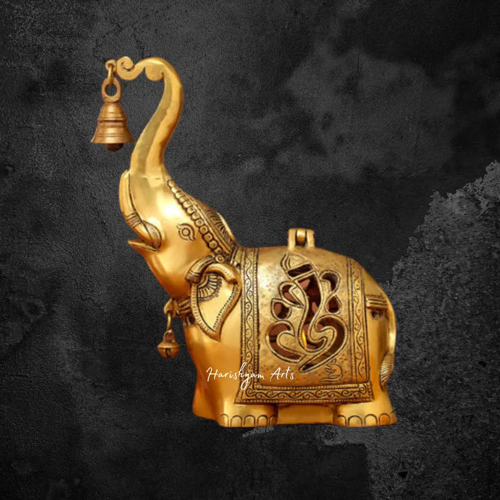 Brass Elephant Diya With Bell