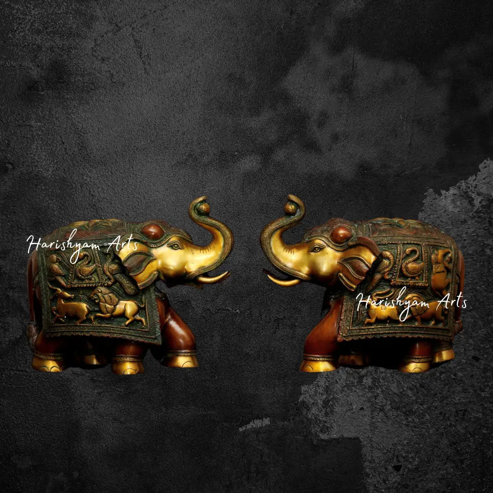 Brass Caparisoned Elephants (Pair)