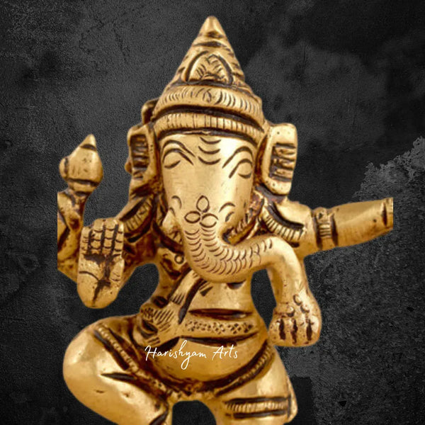 Brass Ganesha Dance Pose Idol 4