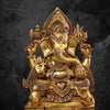 Brass Ganesha Statue with Decorative Chowki Base 26"