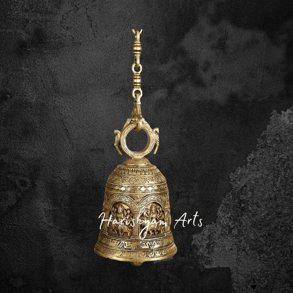 Brass Hanging Durga Temple Bell with Intricate Engravings