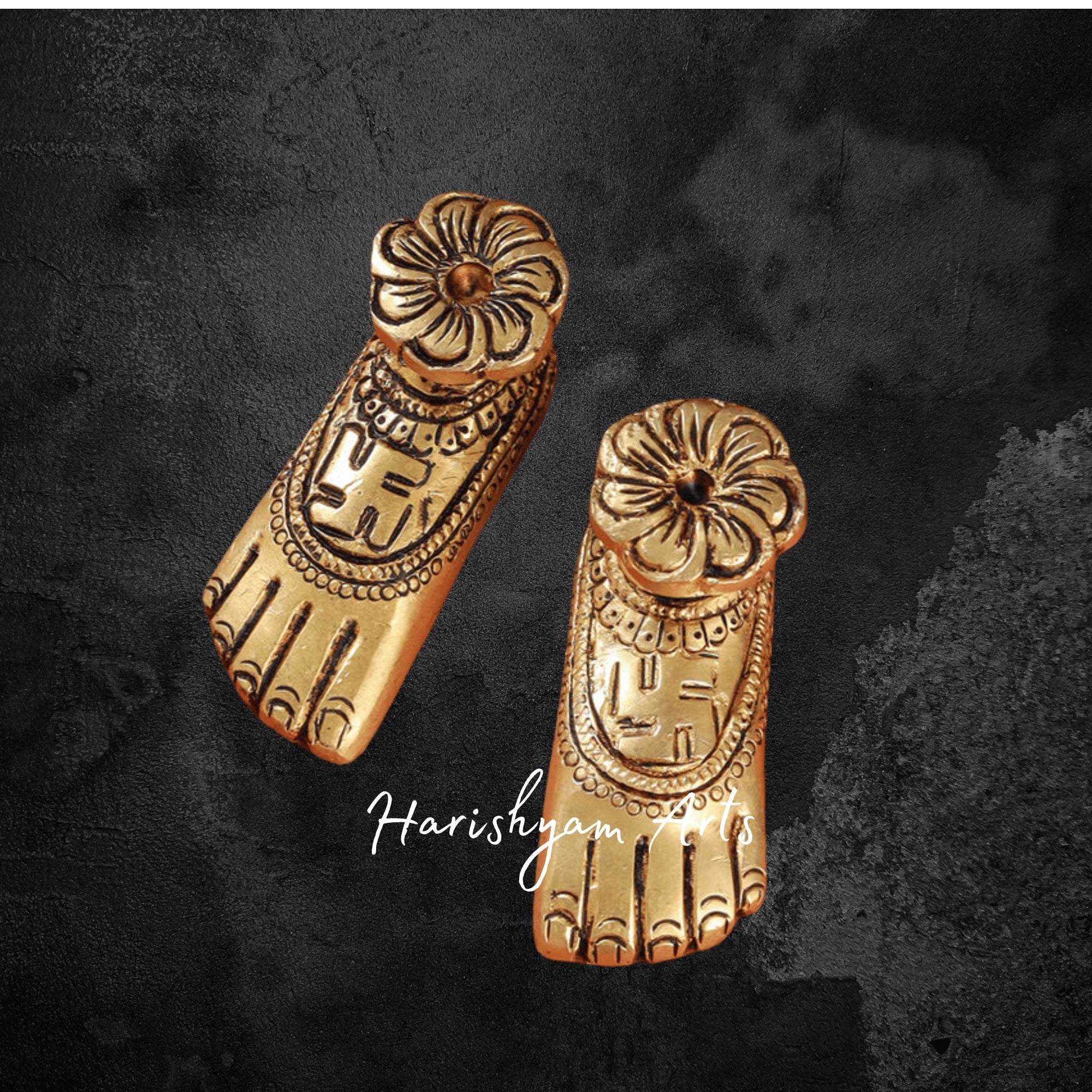 Brass Lakshmi Charan Paduka Set in Superfine Antique Finish