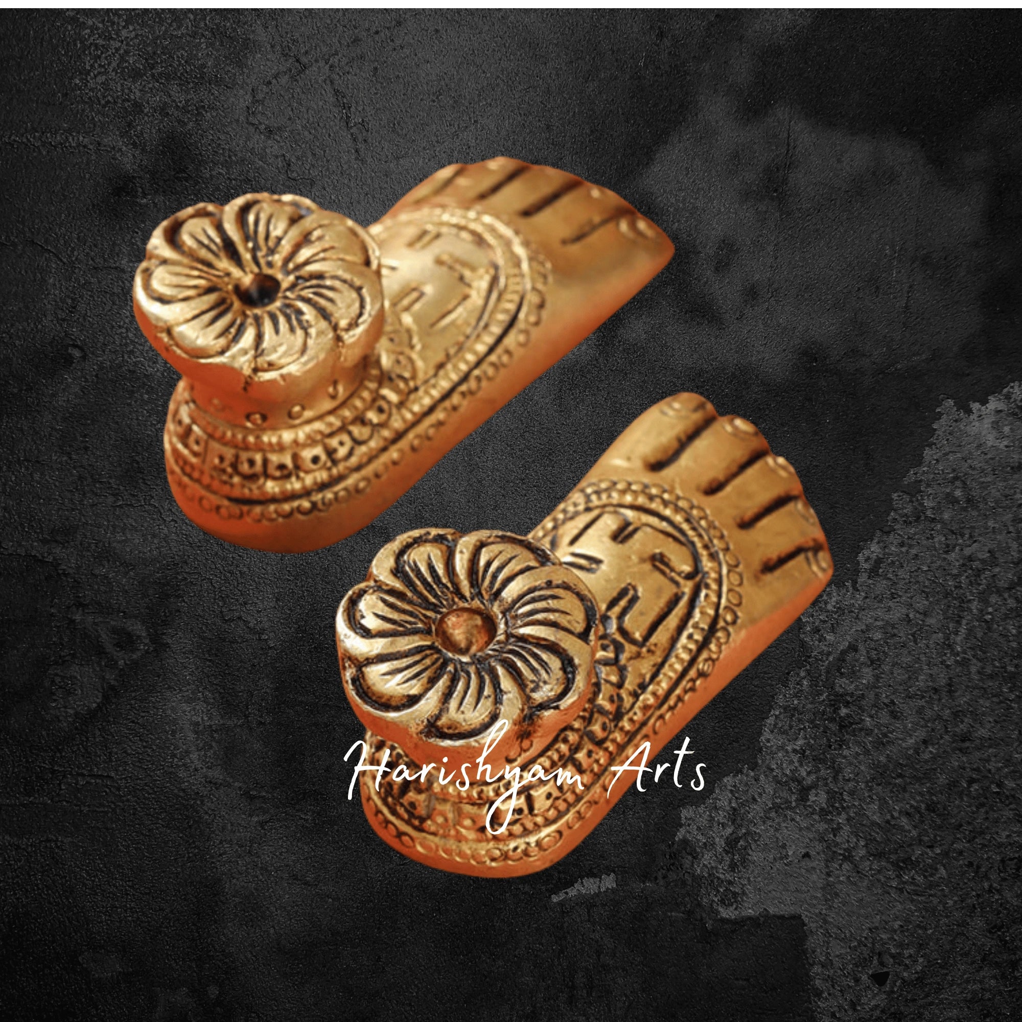 Brass Lakshmi Charan Paduka Set in Superfine Antique Finish