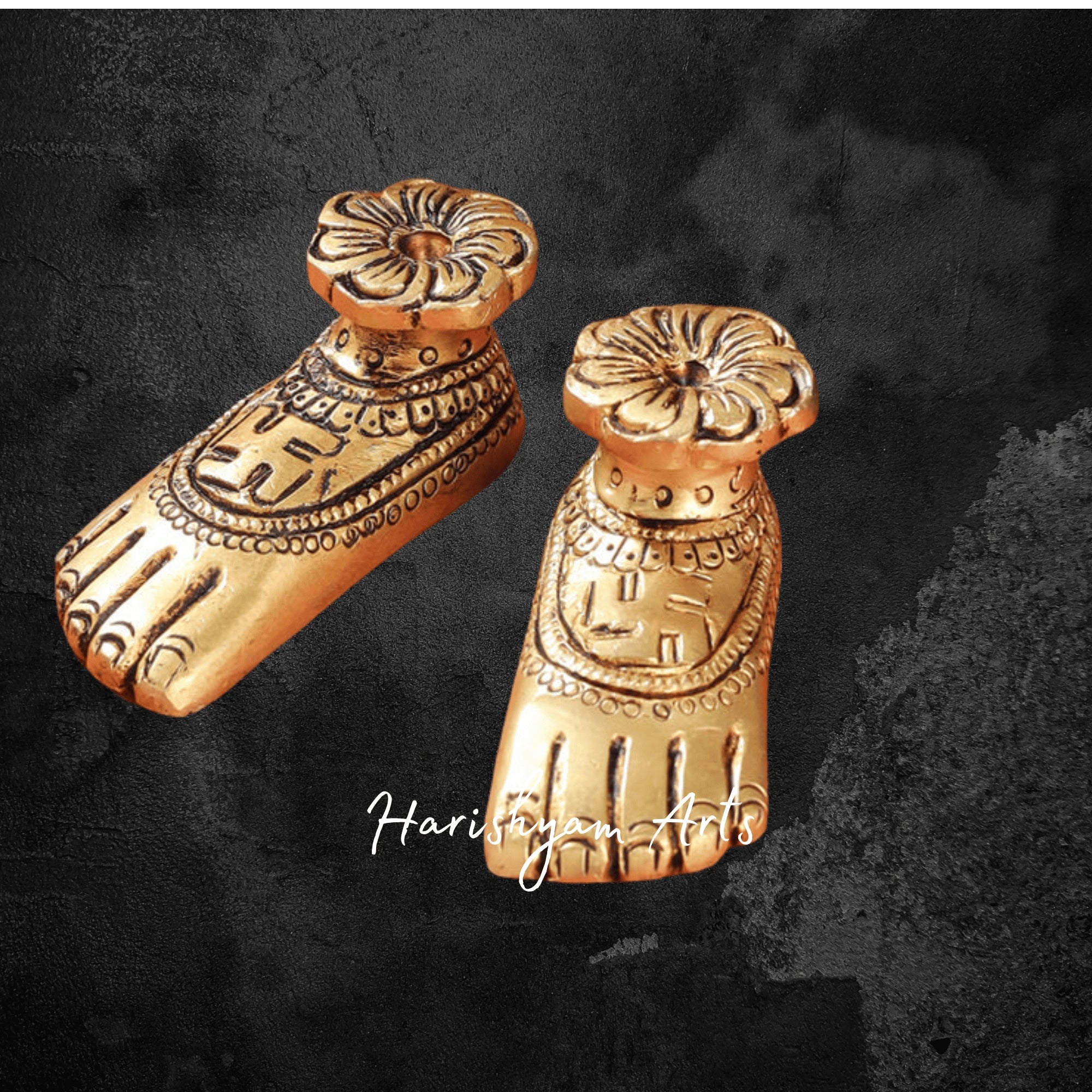 Brass Lakshmi Charan Paduka Set in Superfine Antique Finish
