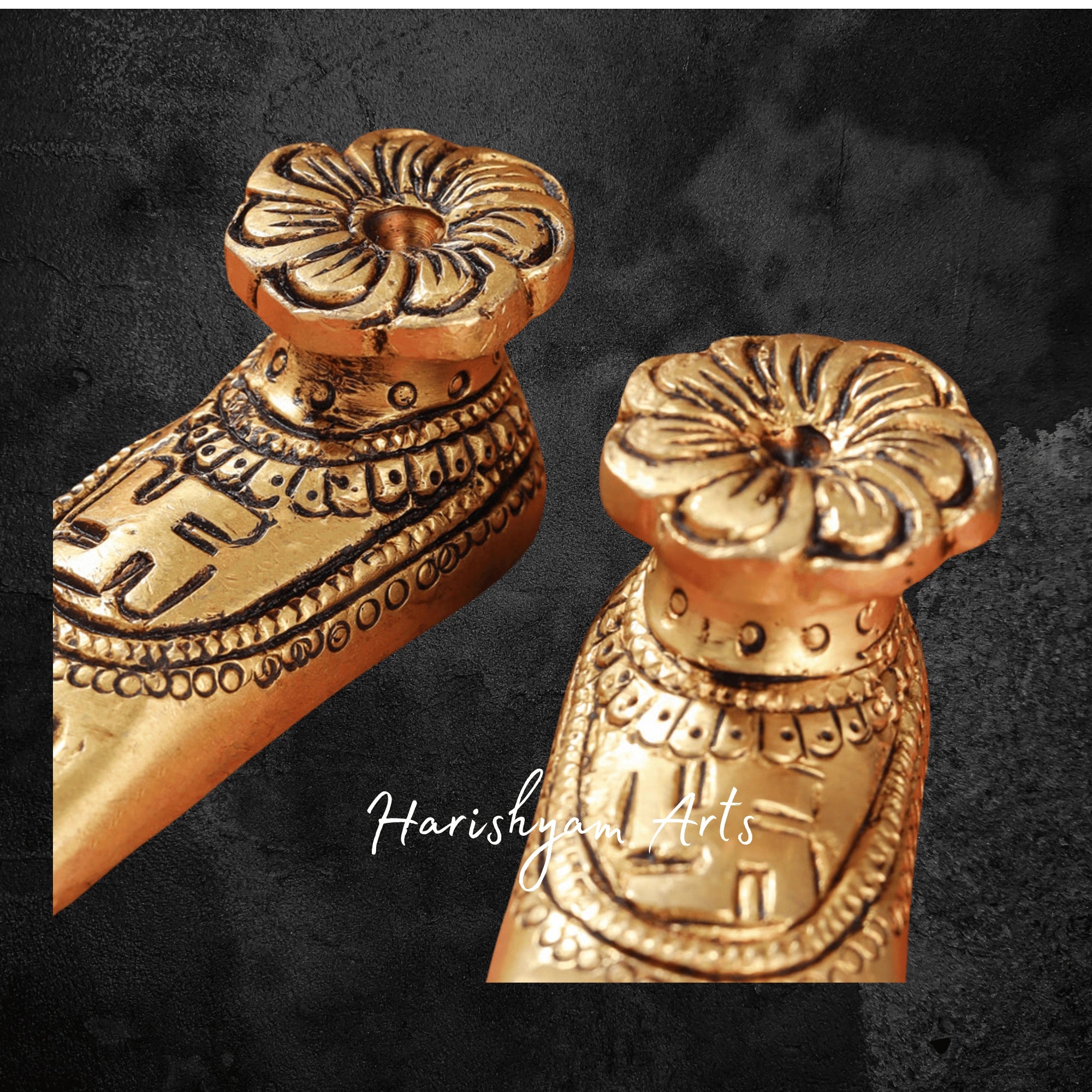 Brass Lakshmi Charan Paduka Set in Superfine Antique Finish
