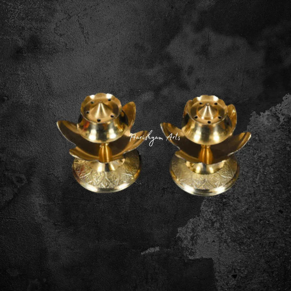 Brass Lotus Incense Holder Pair