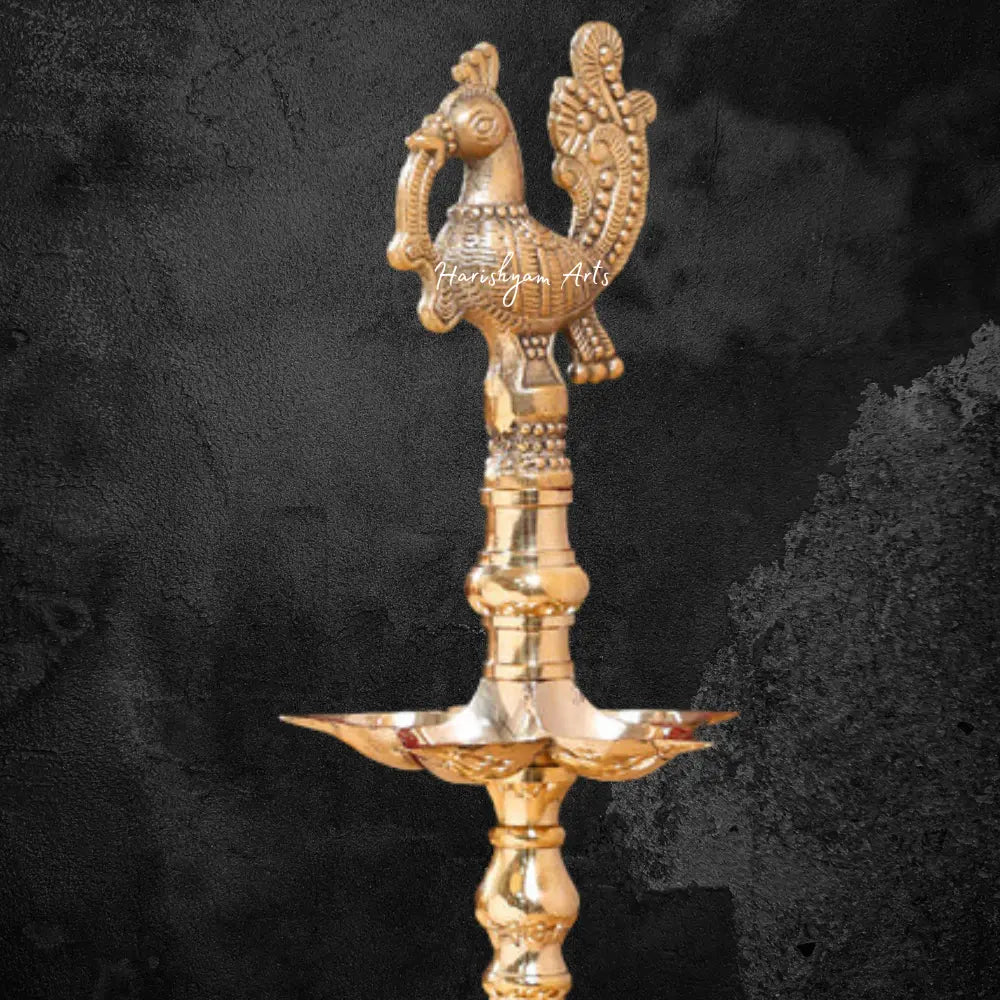 Brass Peacock Three-Tier Lamp