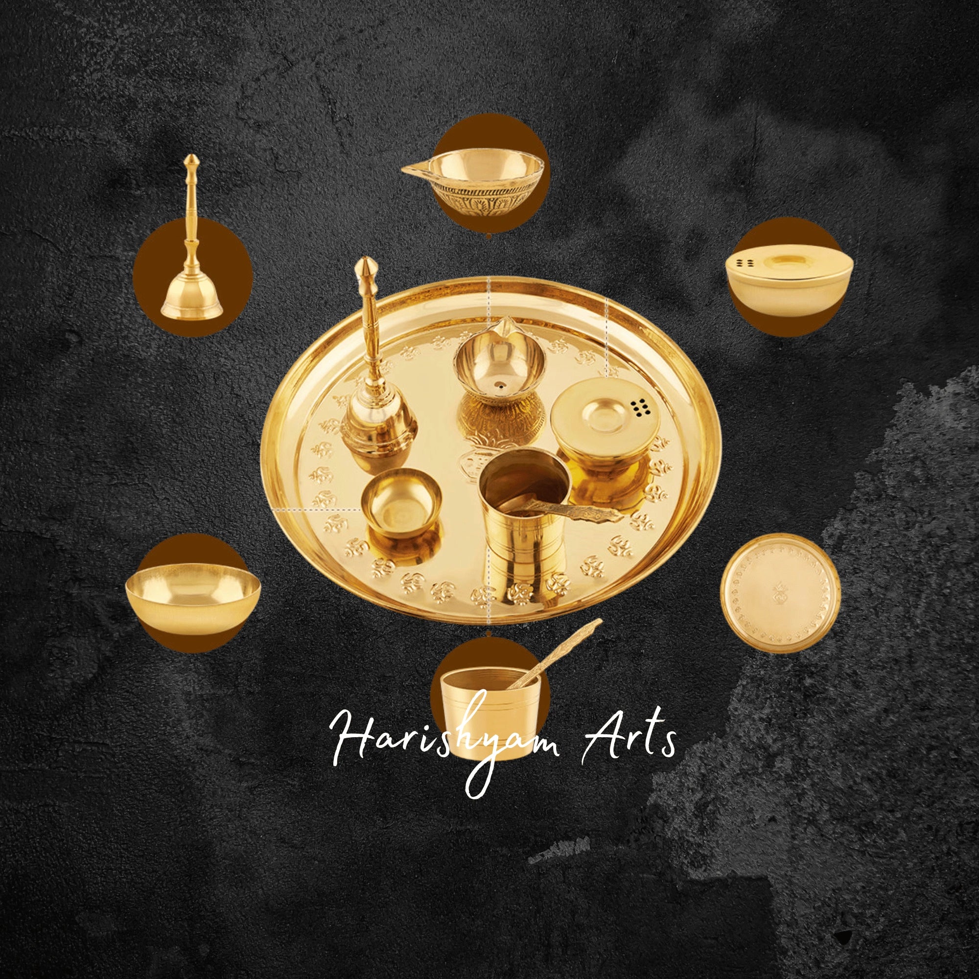 Brass Puja Thali with Full Accessories Set for Daily Rituals and Aarti