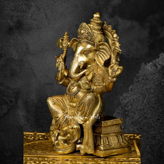 Abhya Ganesh Brass Statue 13"