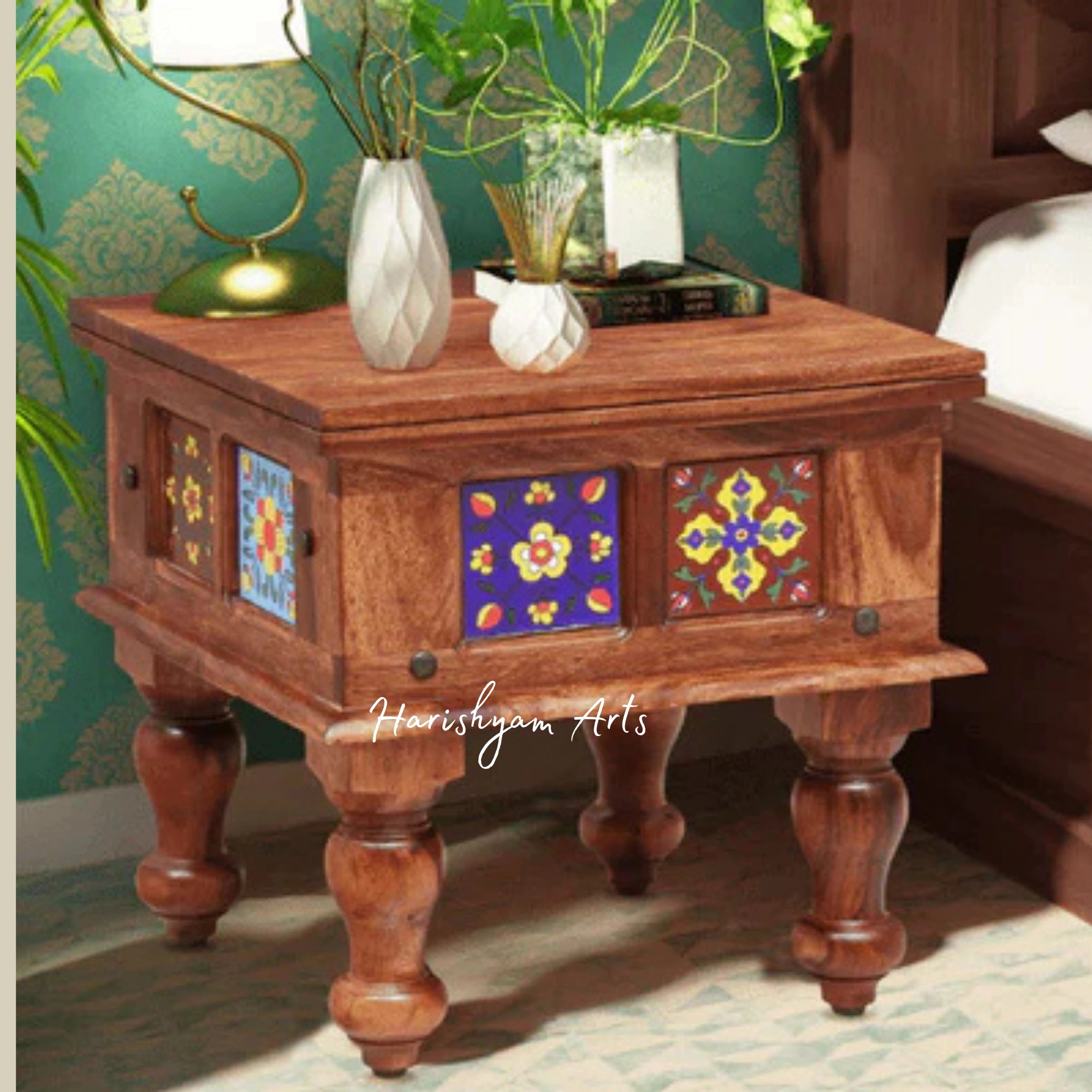 Brown Sheesham Wood Bedside Table