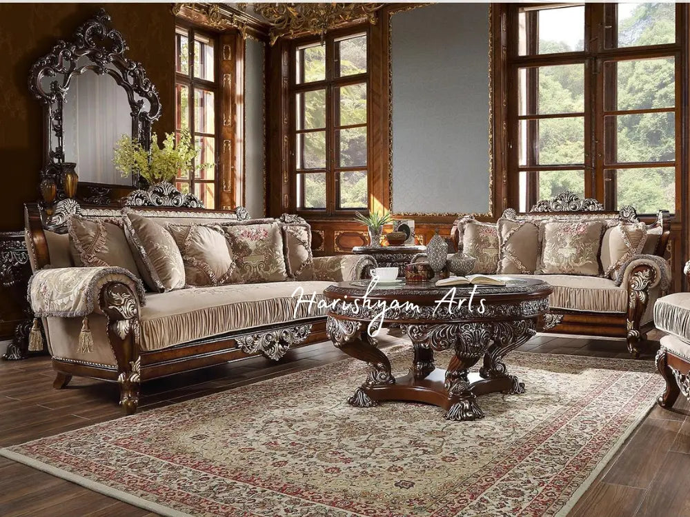 Burl Antique Silver Custom 2-Piece Sofa Set