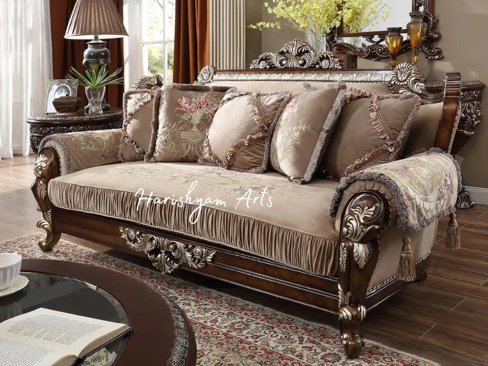 Burl Antique Silver Custom 2-Piece Sofa Set