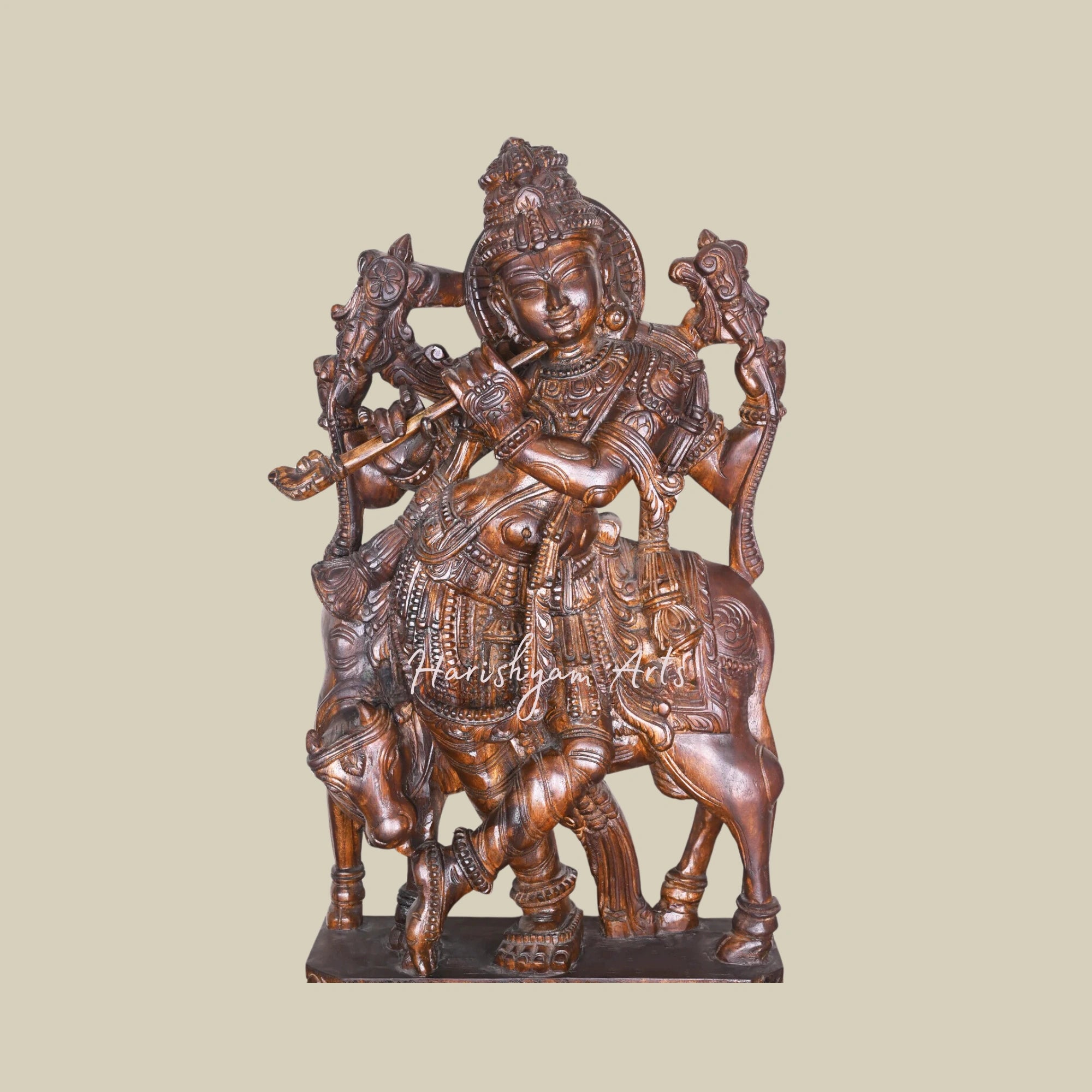 Buy 38" Wooden Krishna Idol Online1