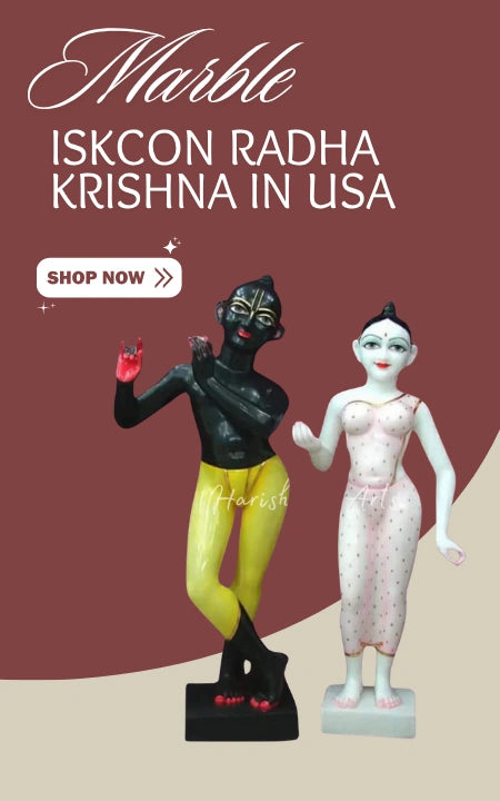 Marble Iskcon Radha Krishna Statues