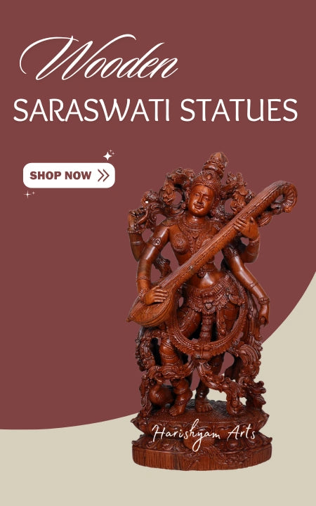 Wooden Saraswati Statues