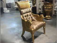 Carved Golden Tan Luxury Dining Chair Set, 2 Pieces