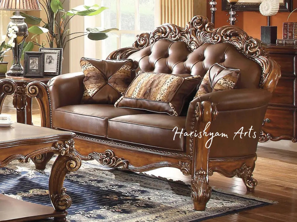 Cherrywood Carved 2-Piece Sofa Set