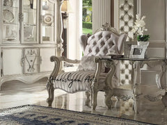 Classic 2-Piece Ivory Velvet Antique White Levon Curved Crystal Tufted Sofa Set