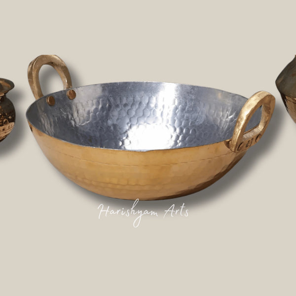 Classic Brass Kadhai with Flat Base for Deep Frying
